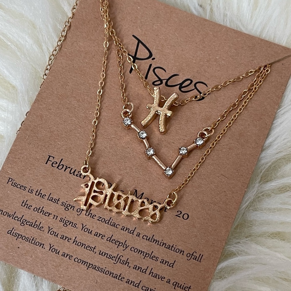 Three layers Pisces ♓️ horoscope sign necklace. New
